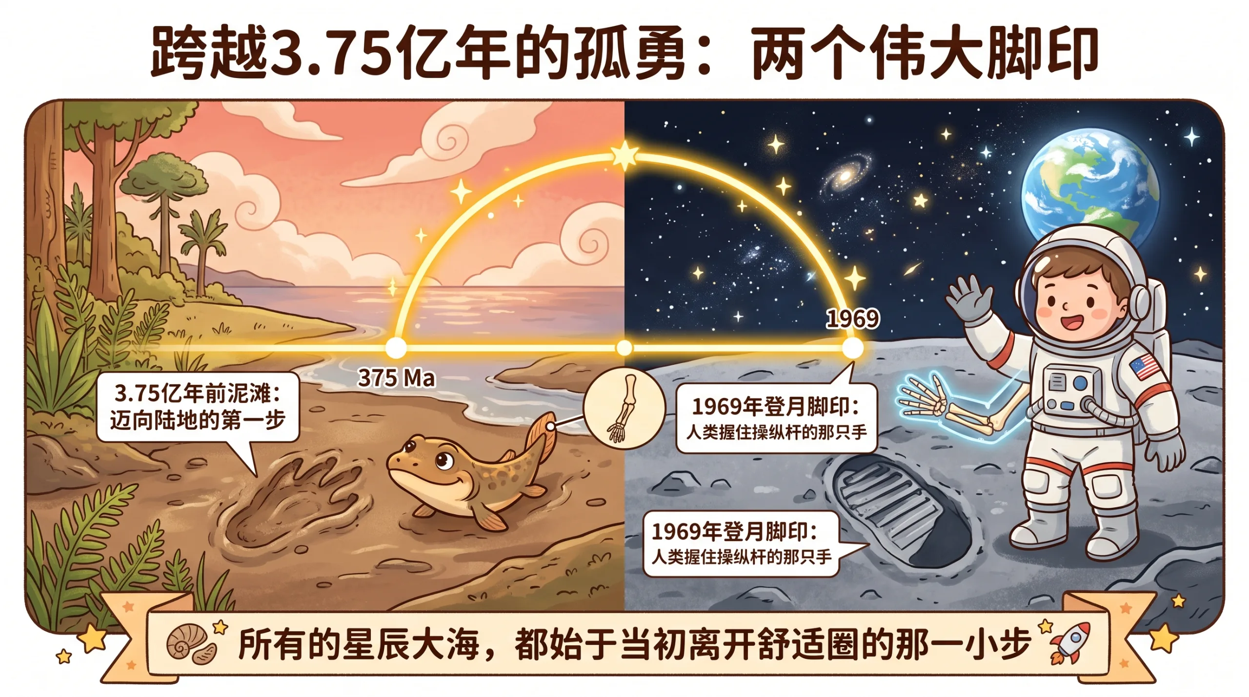 跨越 3.75 亿年的两个伟大脚印