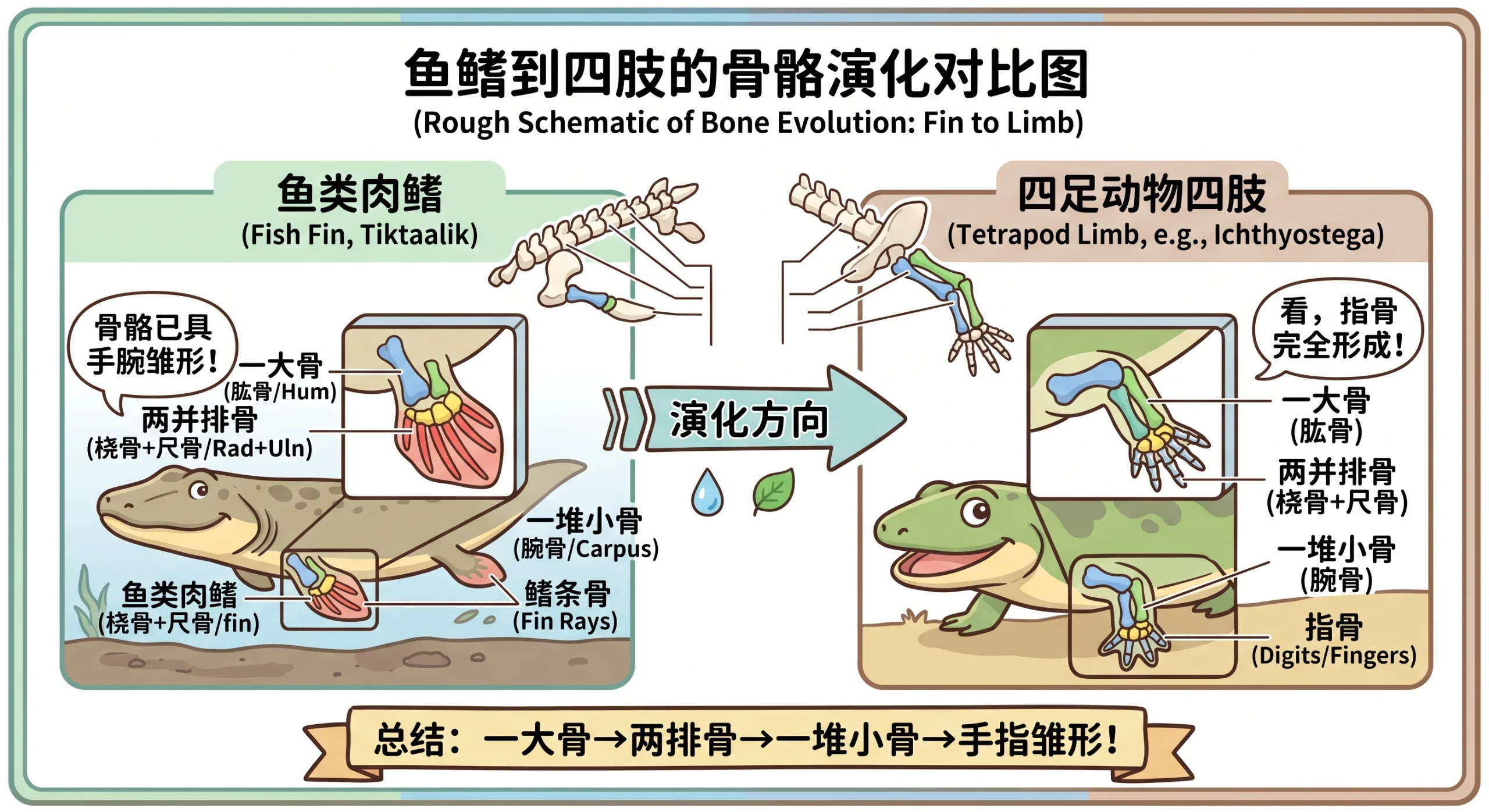 鱼鳍到四肢的骨骼同源